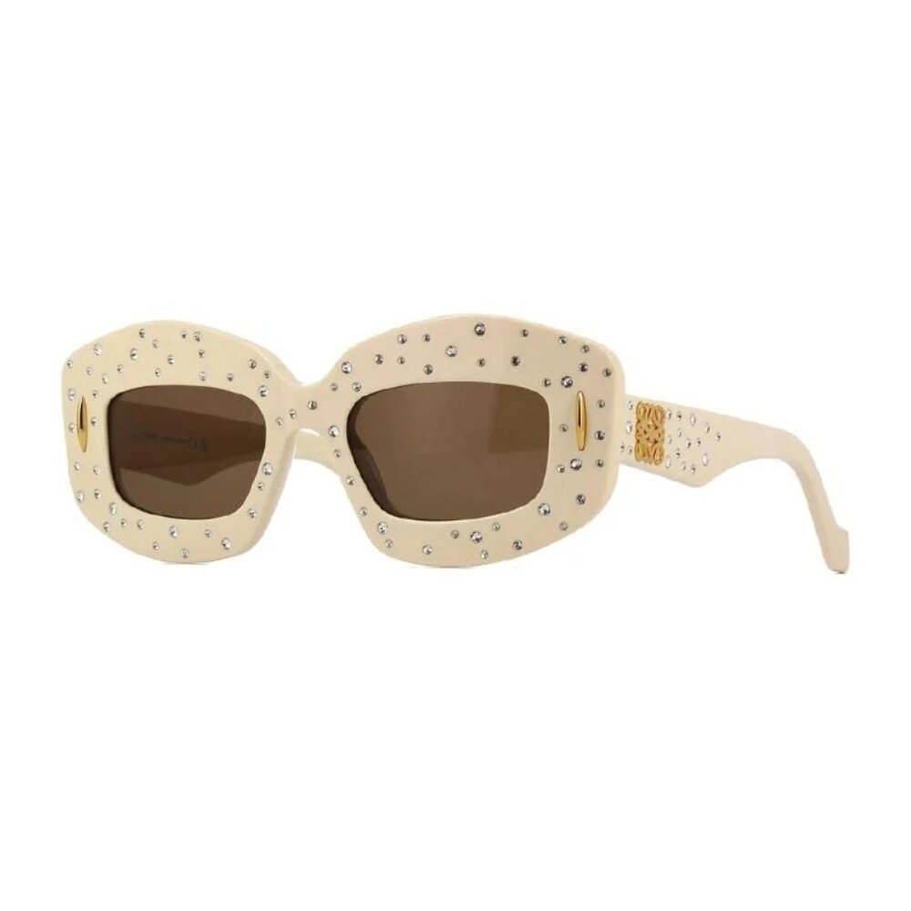 NEW LOEWE SUNGLASSES IVORY BROWN WOMEN EYEWEAR LOEWE LW4114IS 25E